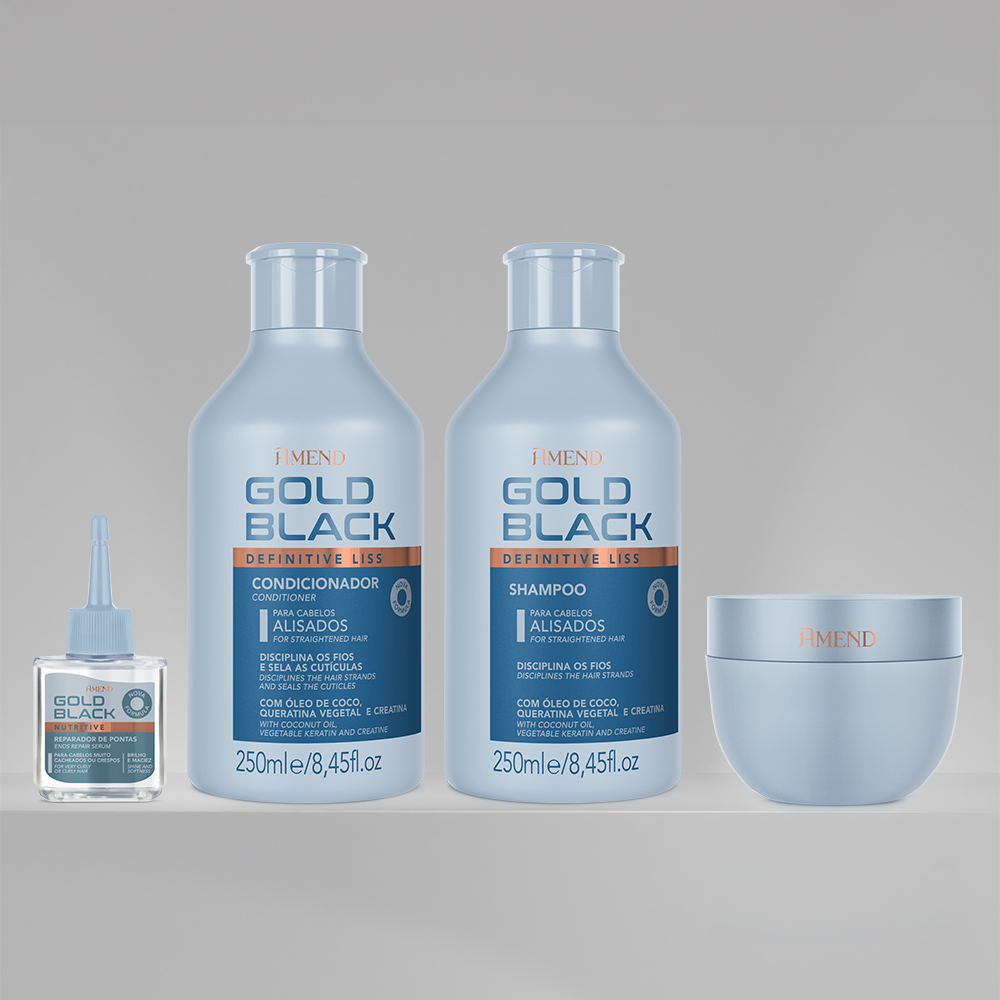 Kit Gold Black Efeito Liso | 4 produtos